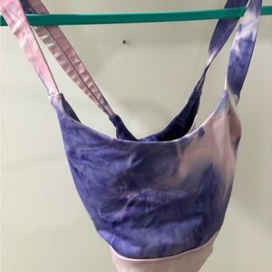 Vogo Athletica Tie Dye Sports Bra Purple Pink White Large Racerback Wireless
